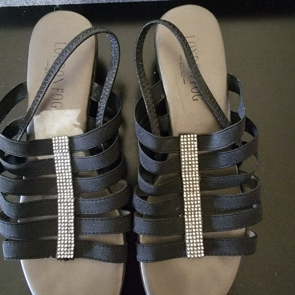 London Fog black rhinestone embellishment